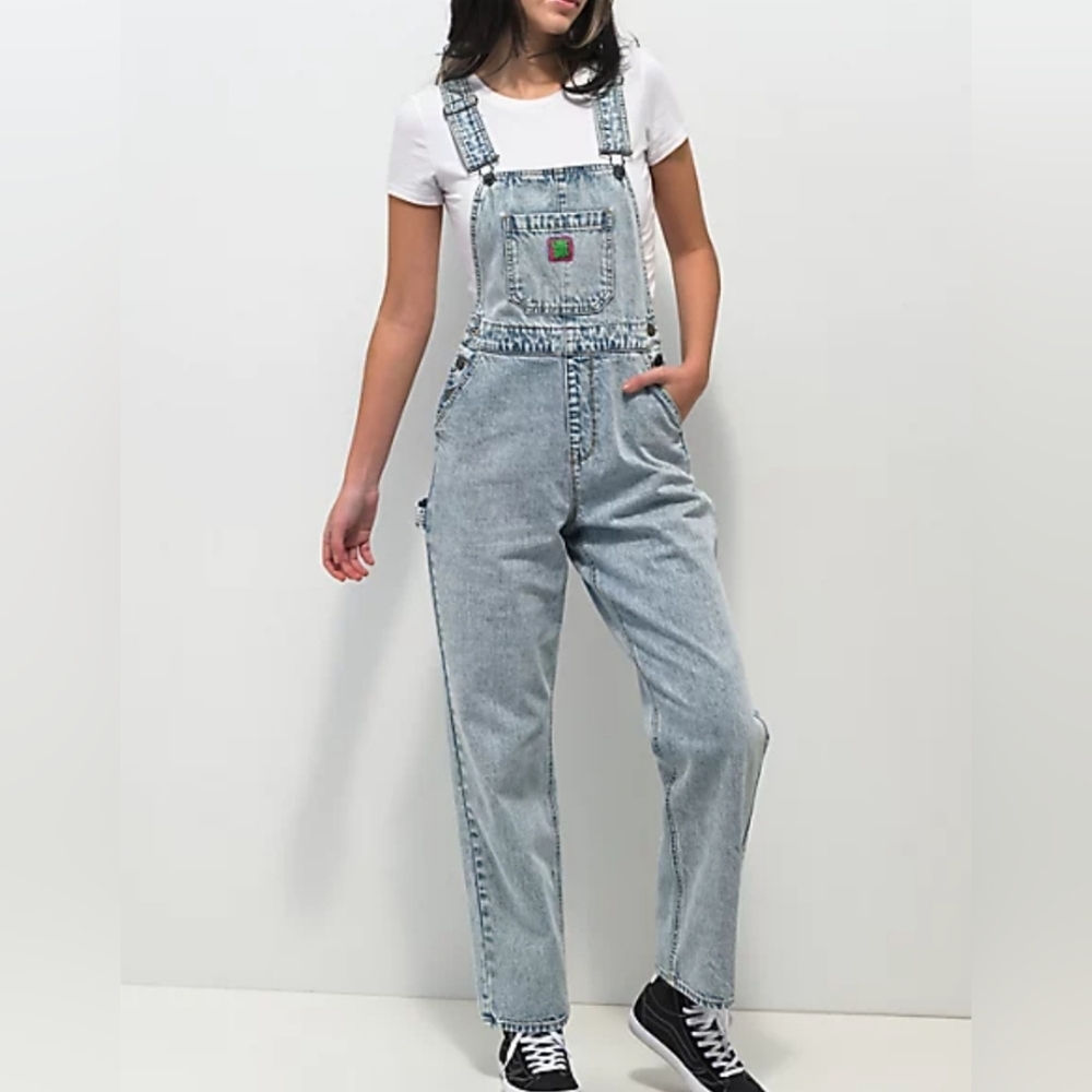 Empyre Suzie blue and white retro Denim oversized baggy Overalls women's XS